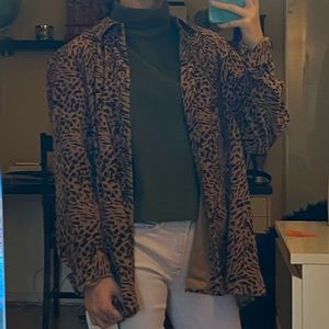 Joan Leslie Petite Cheetah Print Button Up